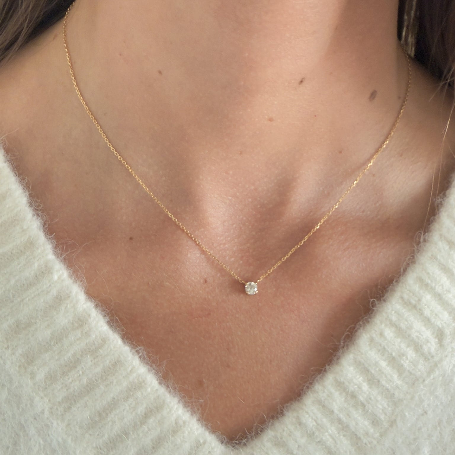 Collar con diamante de oro 18k hecho a mano en Barcelona – Oretta