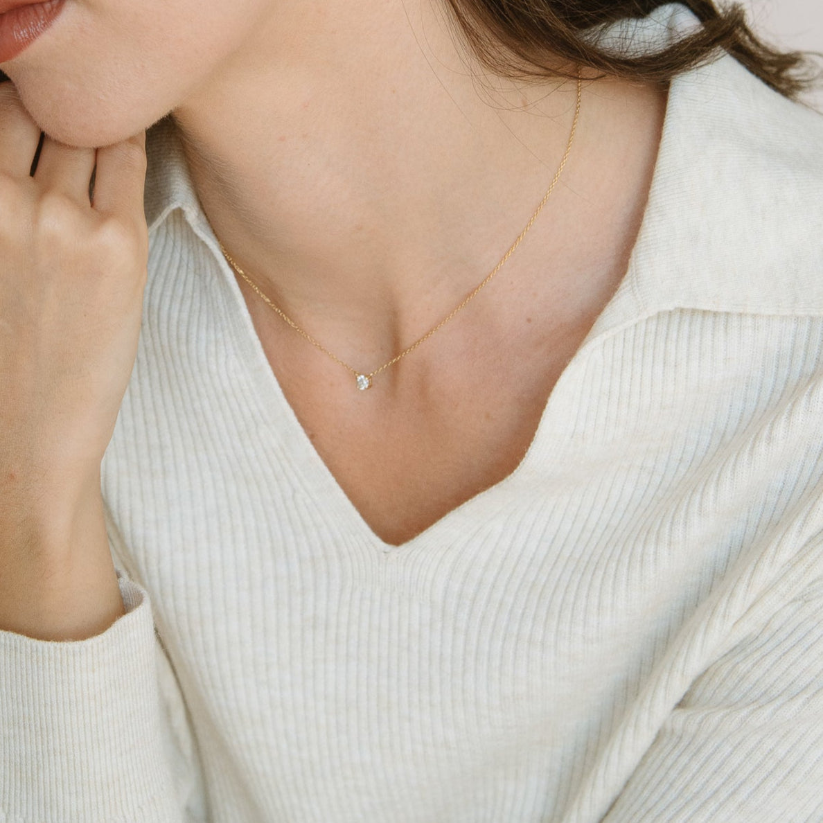 Collar con diamante de oro 18k hecho a mano en Barcelona – Oretta