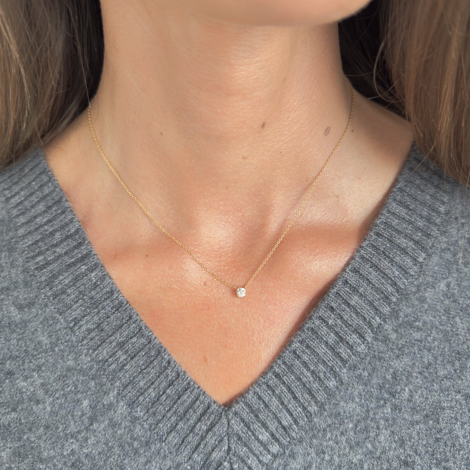 Collar con diamante de oro 18k hecho a mano en Barcelona – Oretta
